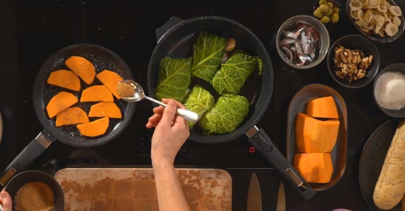 Брускетты с жареной тыквой