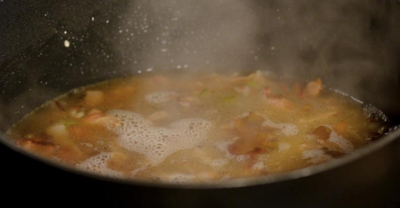 Рис с грибами и беконом