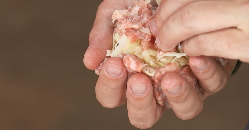 Булгур с грибами и яйцо по-шотландски